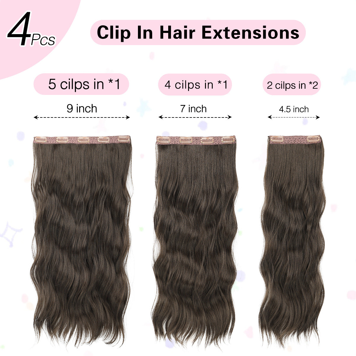 Long Curly Female Set Hairpiece Clip Chemical Fiber Hair Wig