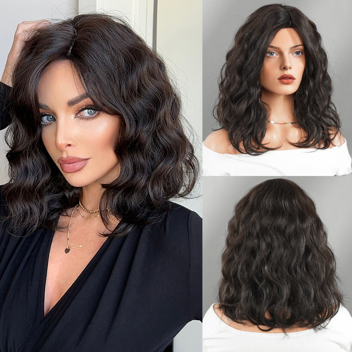Women's Medium Long Partial Style Chemical Fiber Wig Short Curly Hair