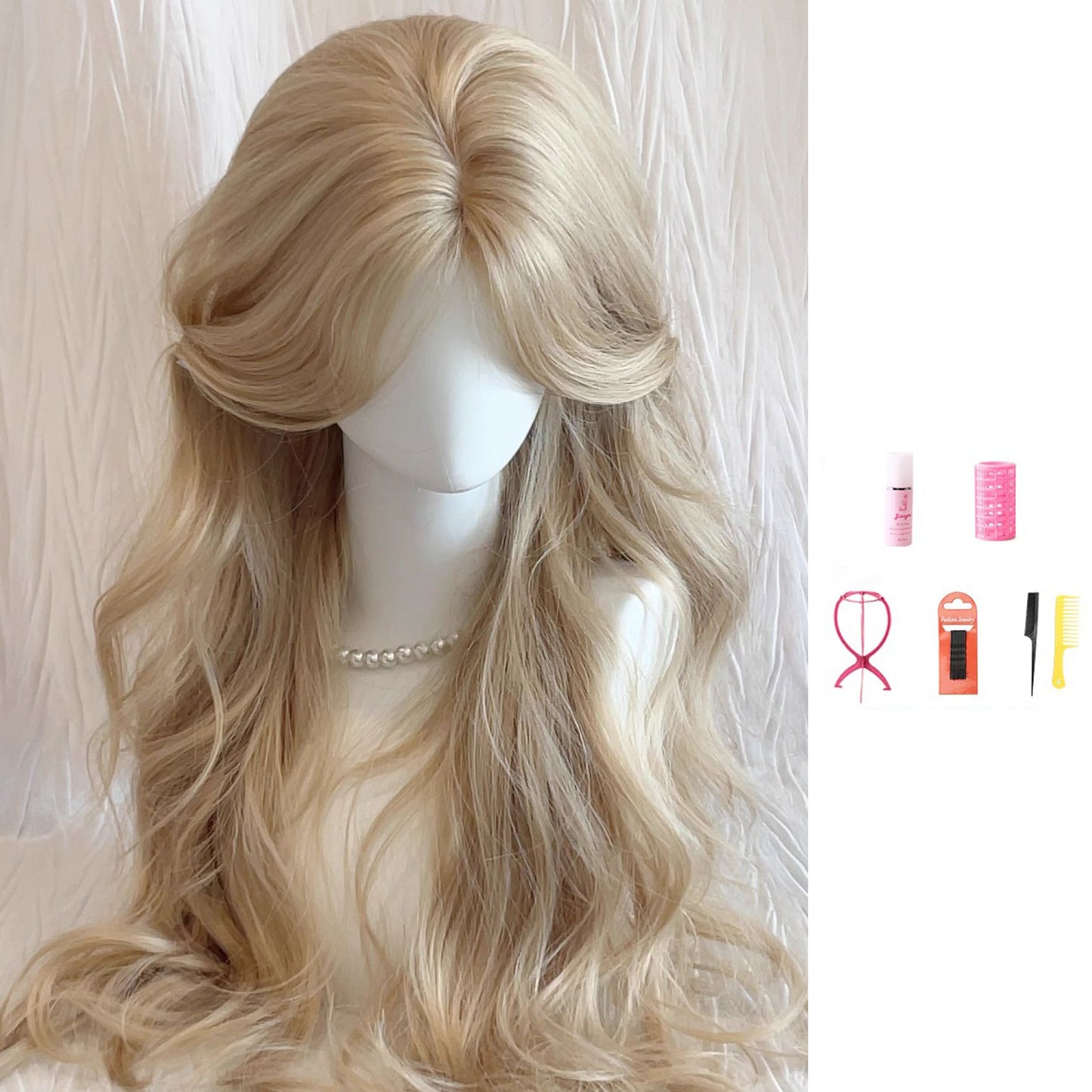 No Need To Wear Hair Net Female Mid-length Bangs Curly Wig Long Curls