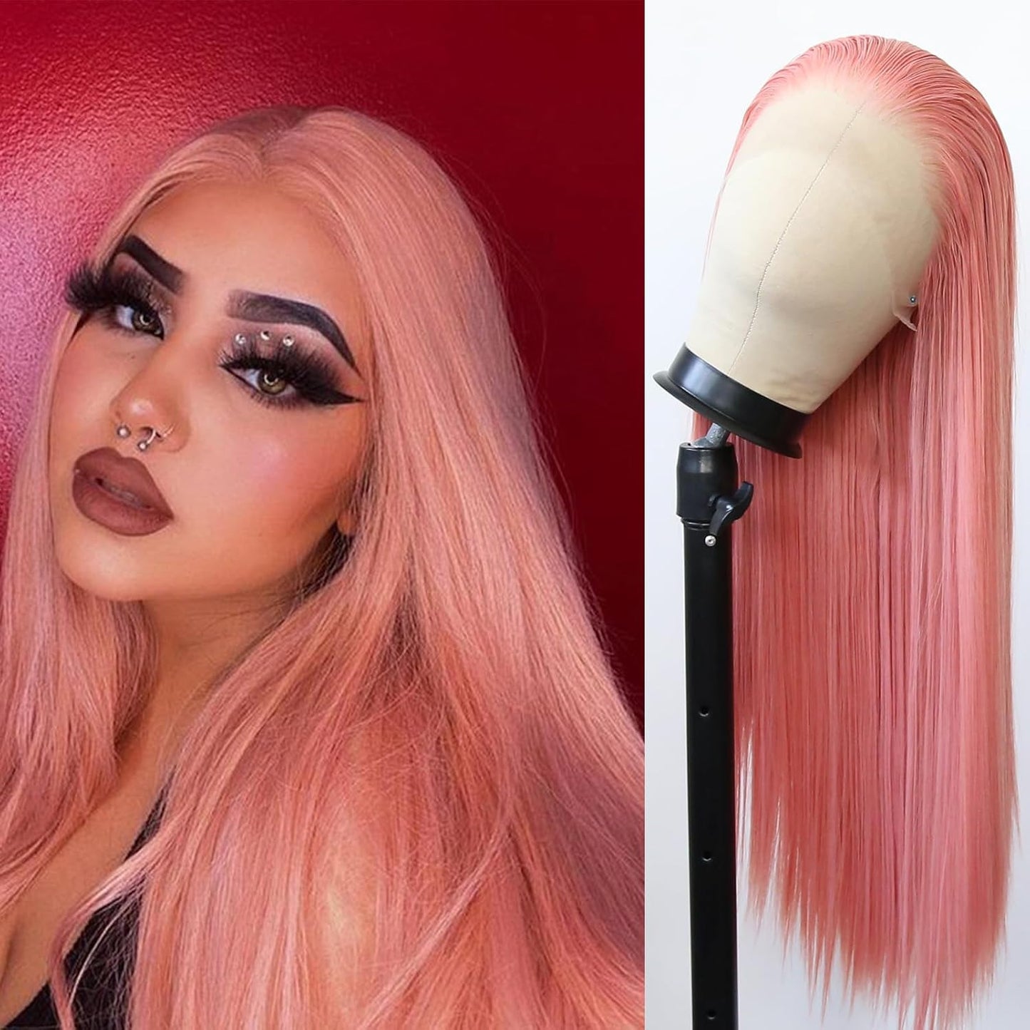 Women's Front Lace Natural Simulation Hair Chemical Long Straight Wig