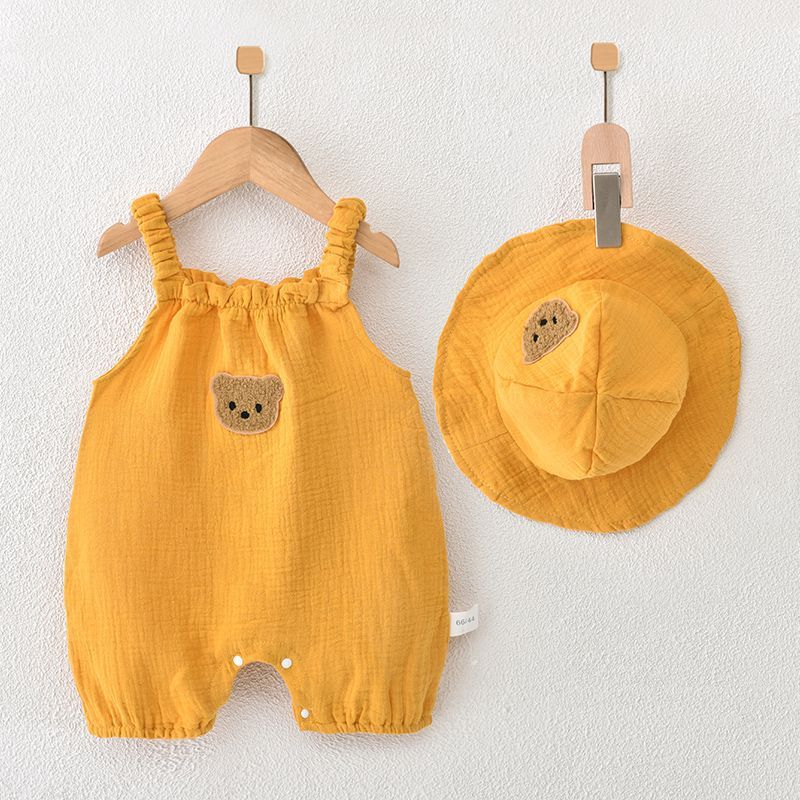 Pure Cotton Yarn Cloth Summer Thin Romper Clothes Breathable Born Jumpsuit, Climbing Suit