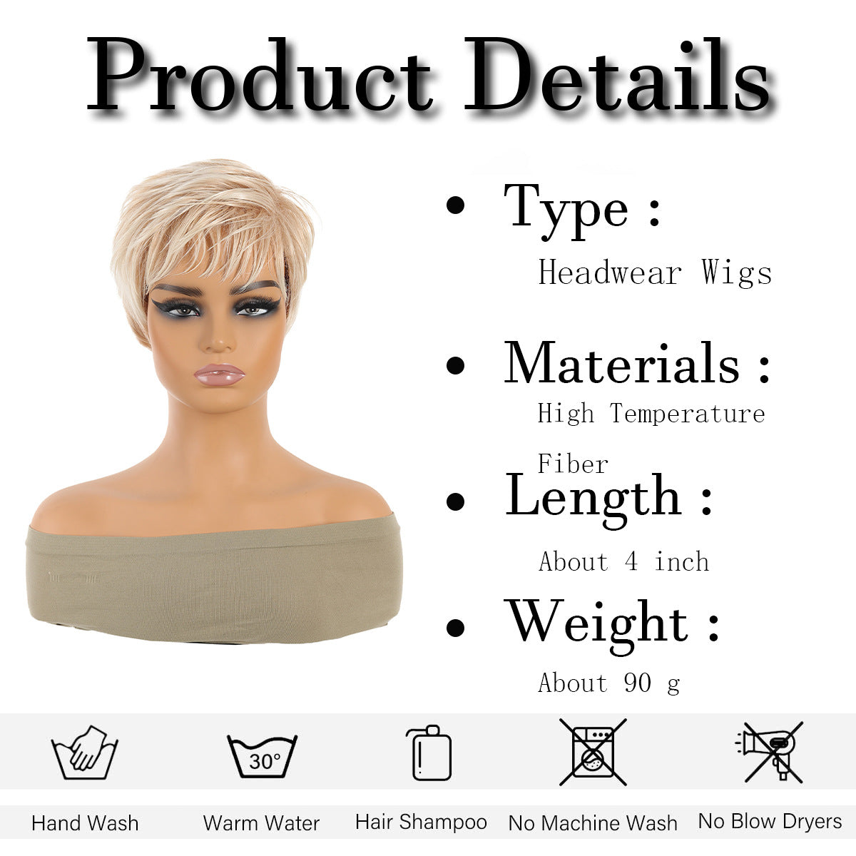 Women's Synthetic Fluffy Cut Natural Daily Color Wig Short Straight Hair