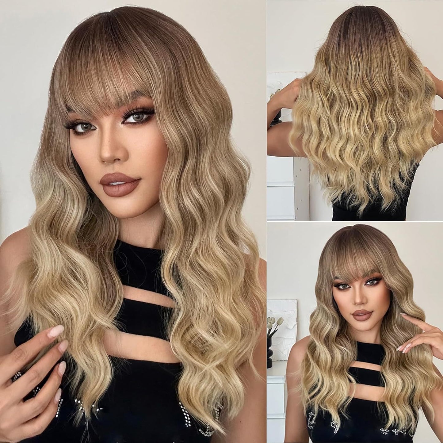 Female Curly Hair Fiber Mechanism Golden Wig Long Curls