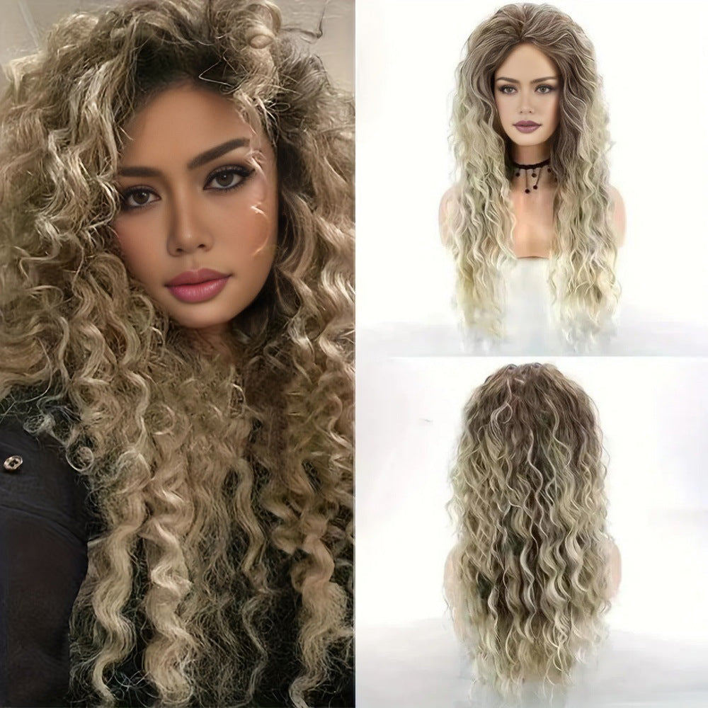 Curly Hair Front Lace Medium Chemical Fiber Wig Long Curls