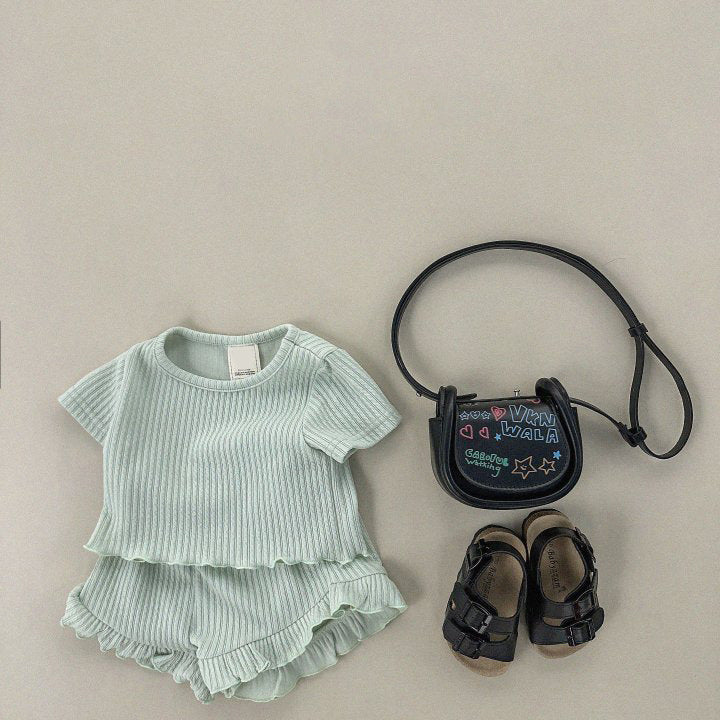 Children's Korean Style Clothing Thin Lace Short Sleeve Children's Suit