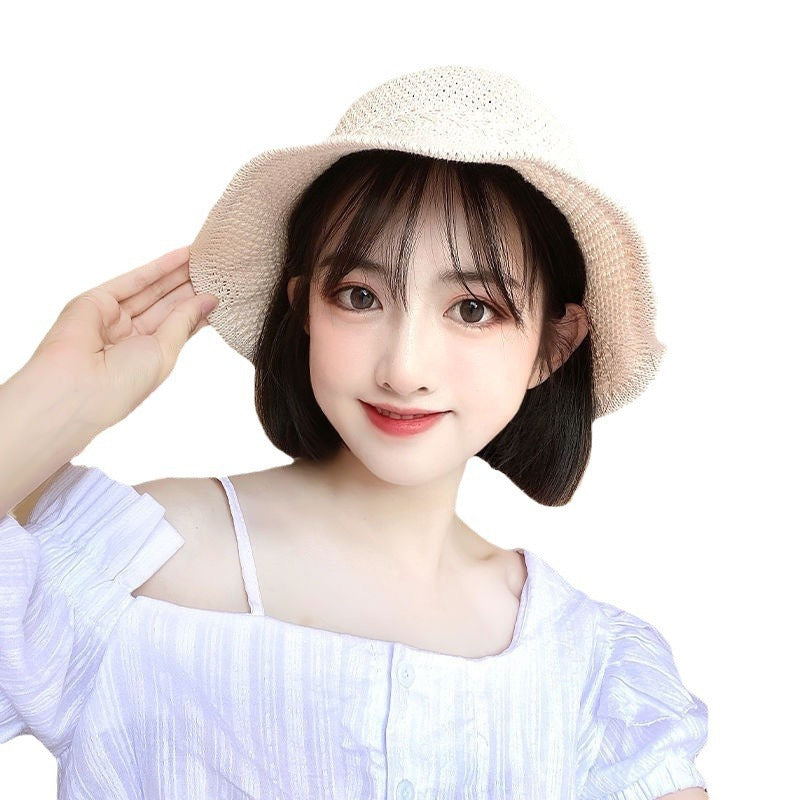 Hat Integrated Female Summer Sunshade Natural Wig Short Straight Hair
