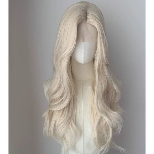 Women's Curly Hair Forehead Lace Big Wave Bangs Full Wig Long Curls