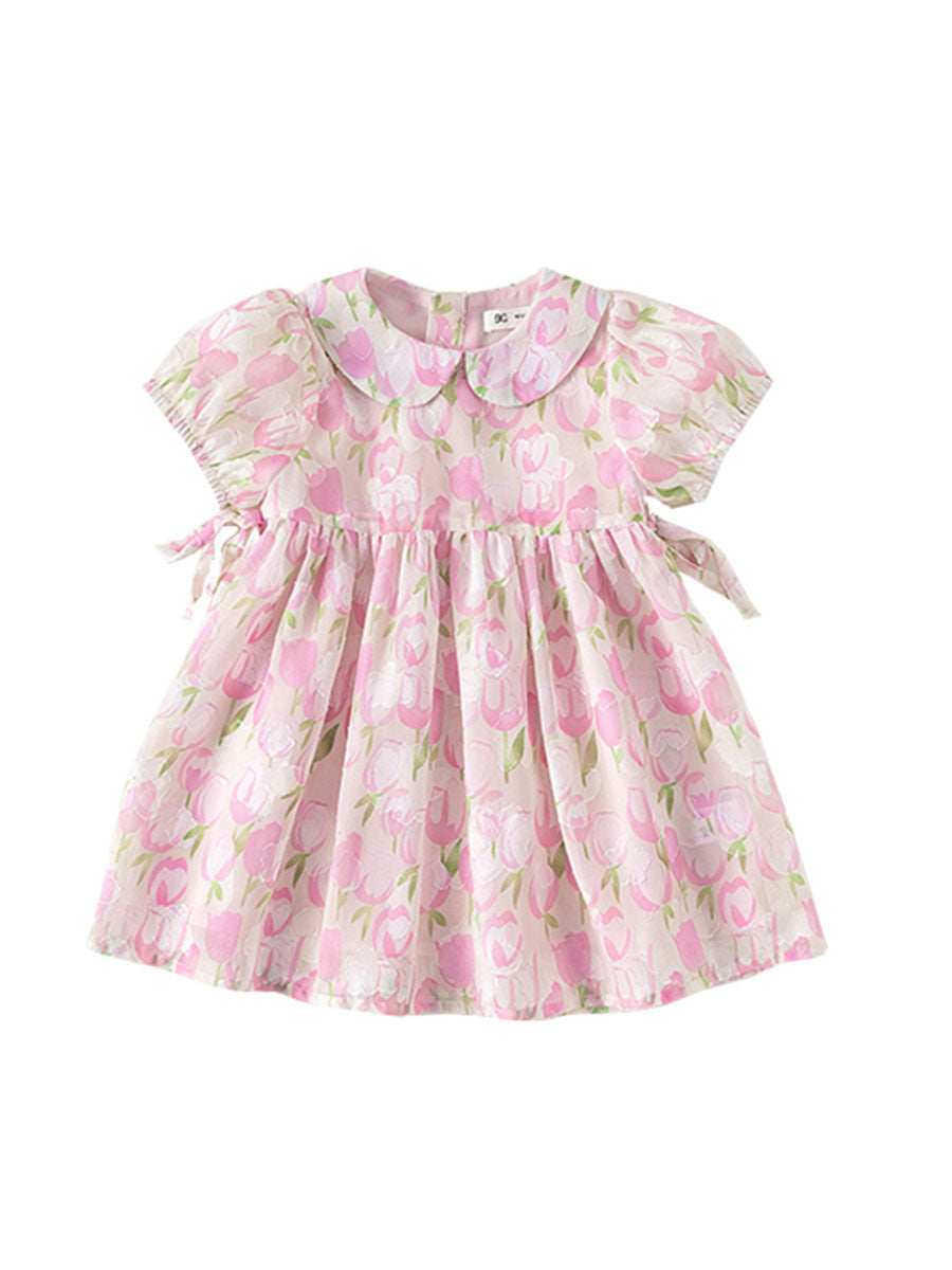 Children's Clothing Princess Summer Pink Floral Little Children's Dress