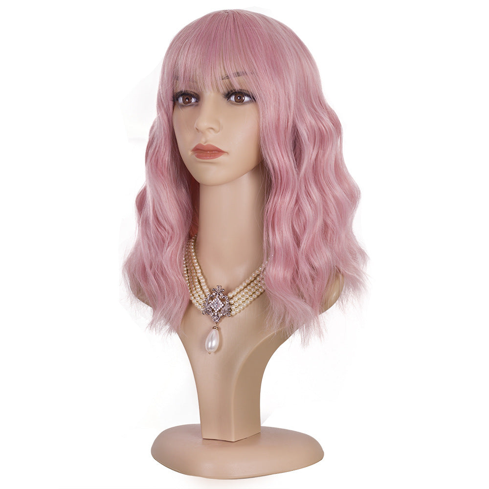 Chemical Fiber Head Cover Color Optional Wig Short Curly Hair