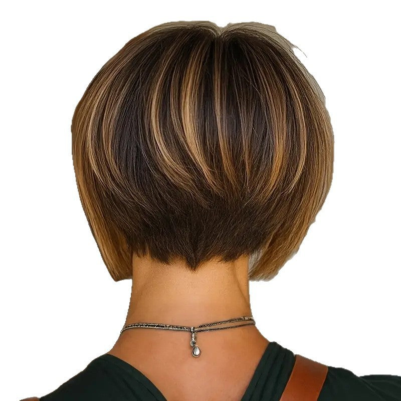 Elegant Graceful Popular Medium Color Labeling Wig Short Straight Hair