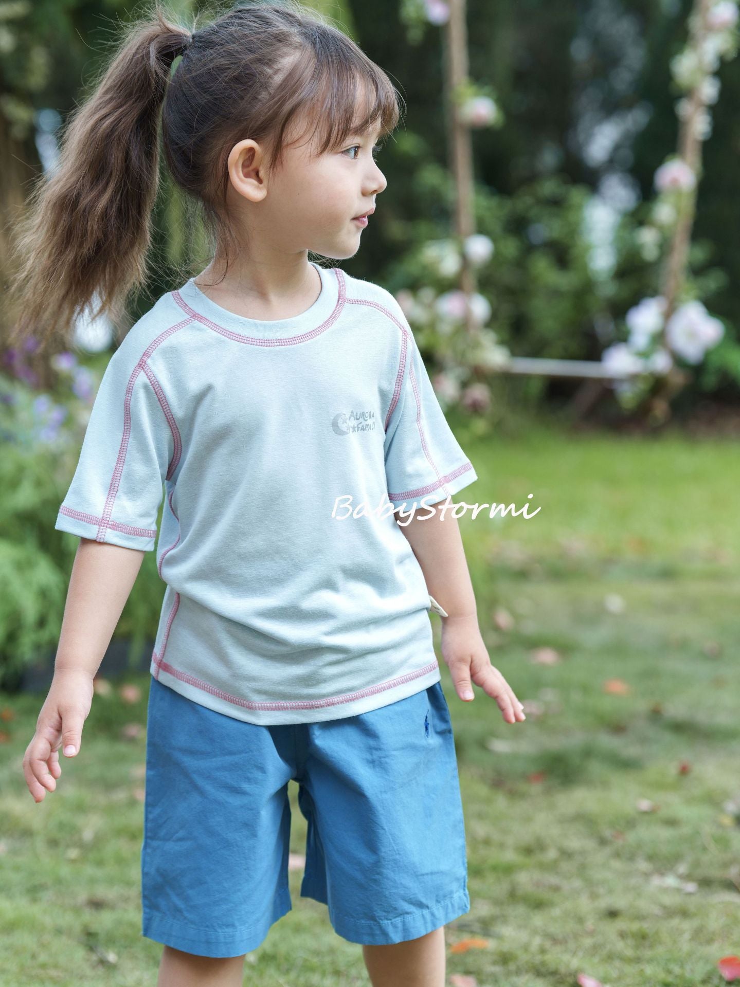 Children's Summer Linen Patchwork Short-sleeved Short Sleeve Children's T-shirt