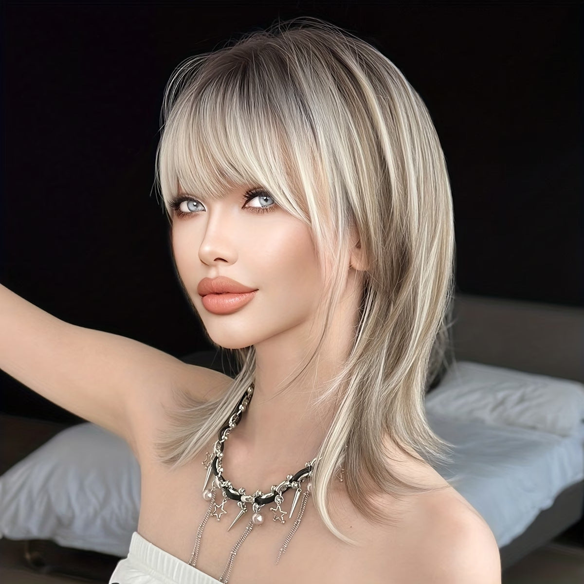 Women's Long Straight Layered Fashion Highlight Wolf Tail Synthetic Wigs Wig Short Curly Hair