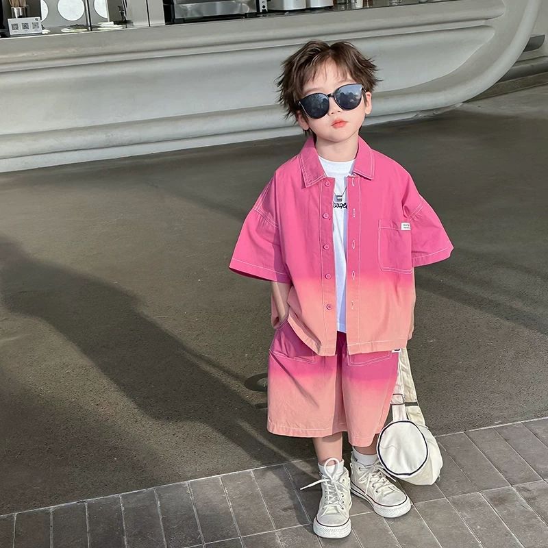 Children's Denim Summer Wear Short-sleeved Shorts Two-piece Children's Suit
