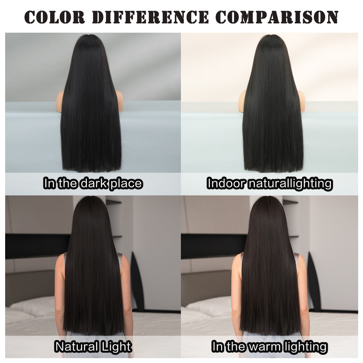 Optional Hair Bangs Female Natural Chemical Long Straight Wig