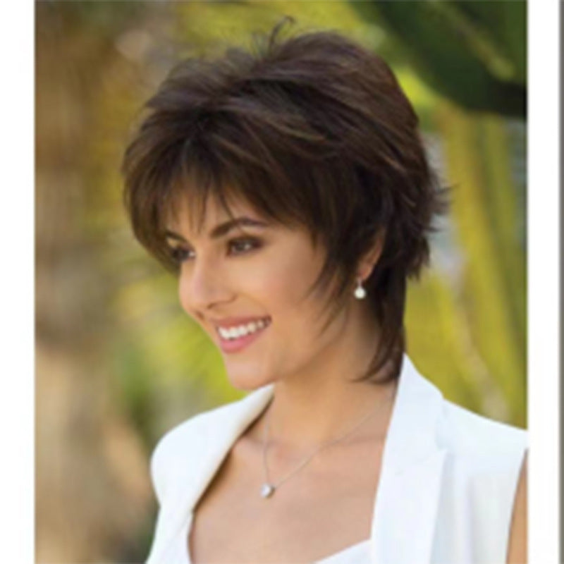 Women's Various Styles Light Golden Brown Curly Wig Short Straight Hair