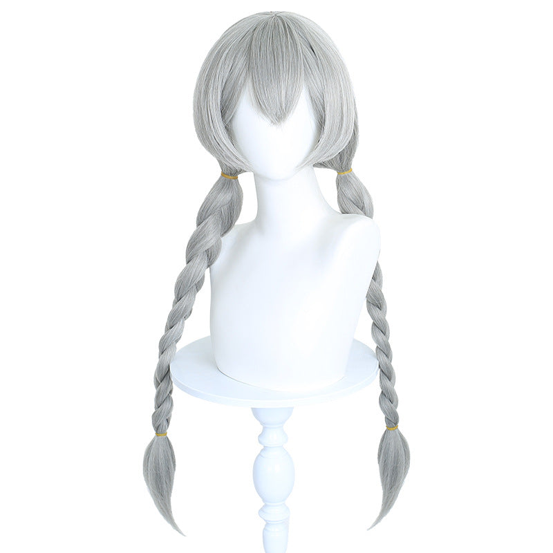 Cardamom Judy Mixed Sier Gray Double Twist Braid Cos Wig