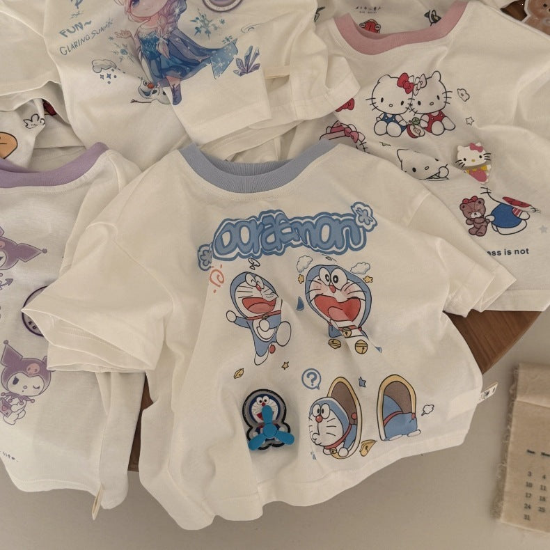 Children's Cute Summer Boys Woven Clothing Hand-held Children's T-shirt