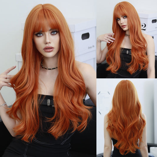 Women's Ginger Color Wavy Curly Hair Air Wig Long Curls