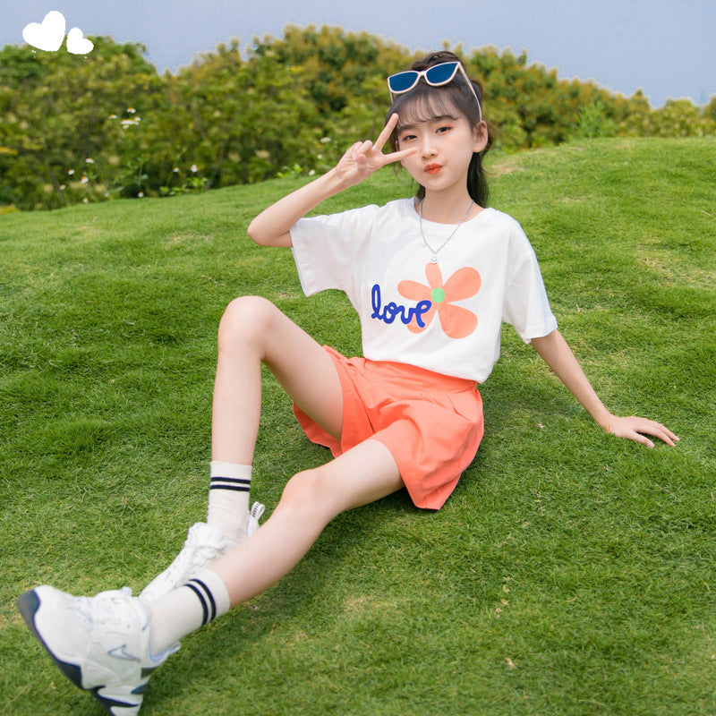 Children's Summer Suits Western Style Short-sleeved Shorts Medium Big Children's Suit