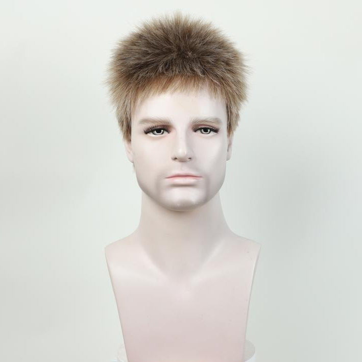 Men's Short Hair Fluffy Burr Multicolor Synthetic Men's Wig