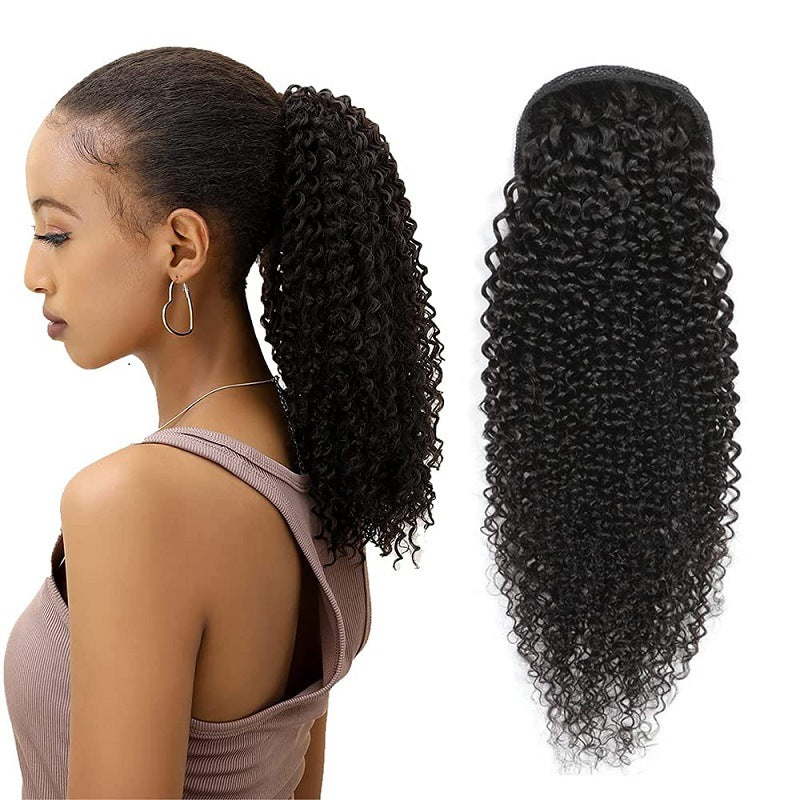 Fiber Hair Extension African Black Fluffy Curly Wig Ponytail