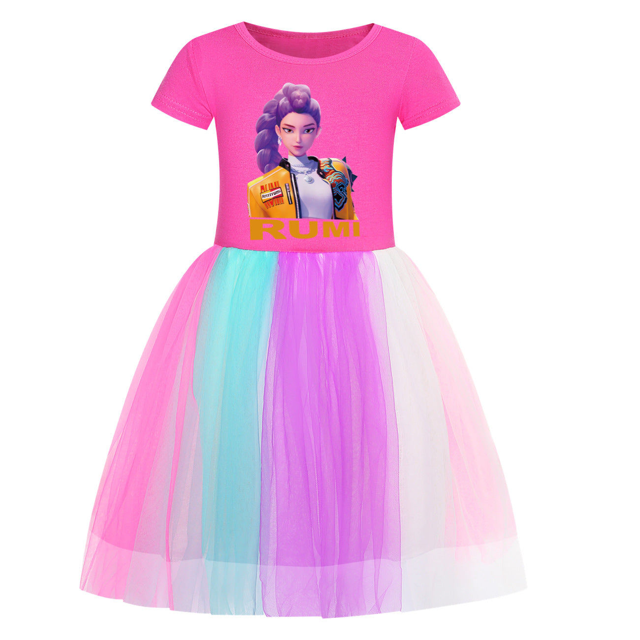Star Rainbow Lace Summer Big Swing Children's Dress