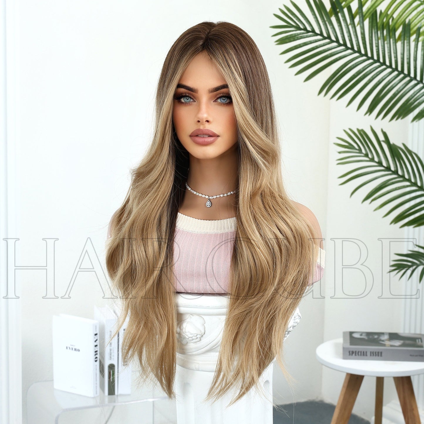 Dyed Head Cover Mechanism Chemical Fiber Hair Waves Roll Layers Wig Long Curls