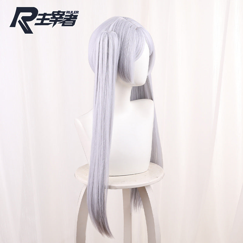 Sier White Tiger Clip Double Ponytail Anime Buried Cos Wig