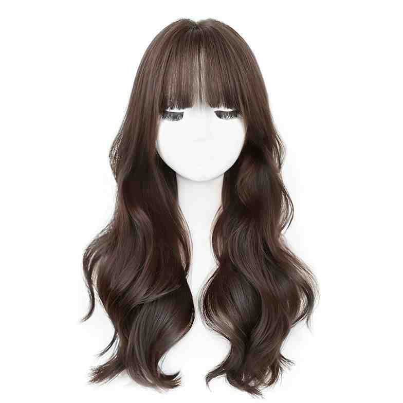Air Straight Bangs Big Wave Gradient Curly Hair Natural Wig Long Curls