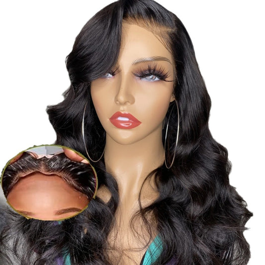 Slouchy Lace Front Black Synthetic Hair Wig Long Curls