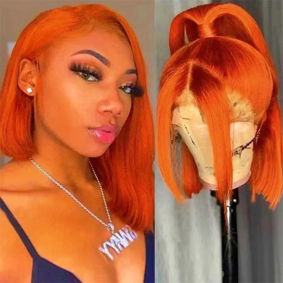 Women's African Black Center Parting Synthetic Wigs Wig Short Straight Hair