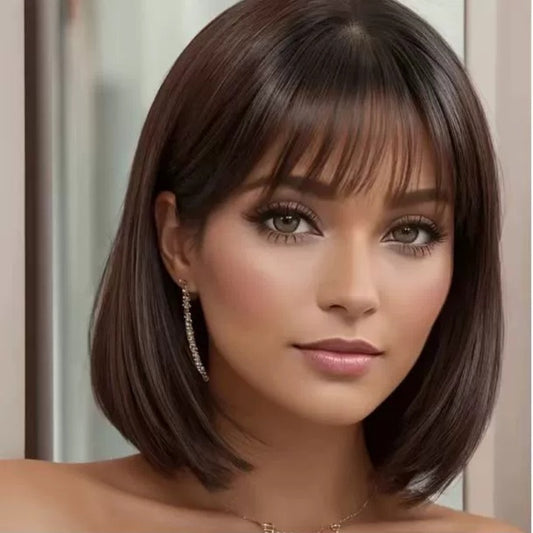 Classic Durable Women's Bangs Air Headgear Wig Short Straight Hair