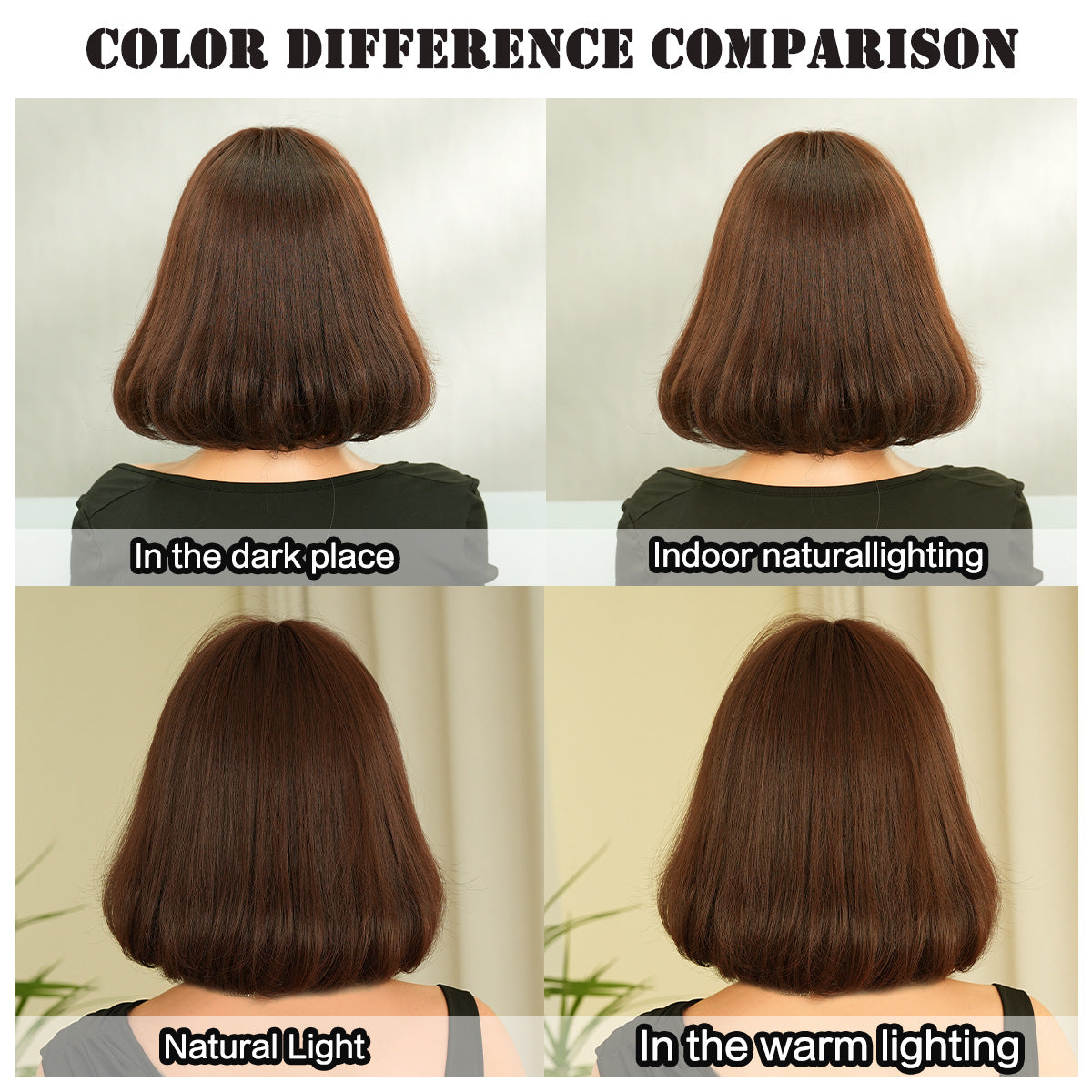 Layered Brown Short Straight Hair Bangs Wig Long Curls