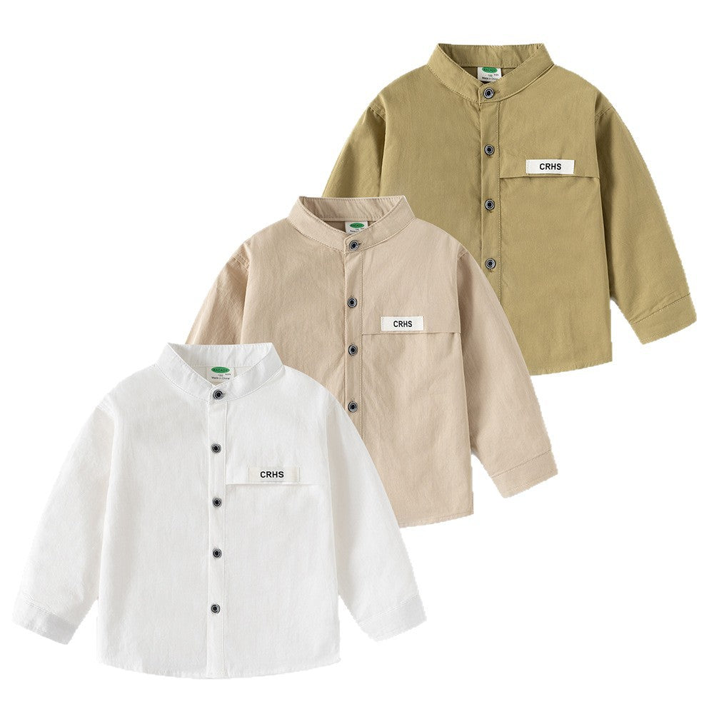 Children's Clothing Long-sleeved Medium Large Stand Collar Children's Shirt