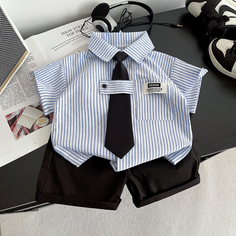 Children's Clothes University Style Unisex Short Sleeve Tie Children's Suit