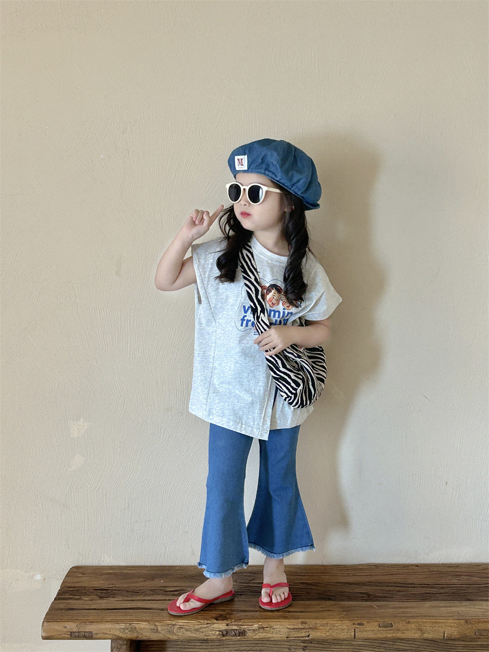 Children's Cartoon Printed Mid-length Summer Korean Style Children's T-shirt