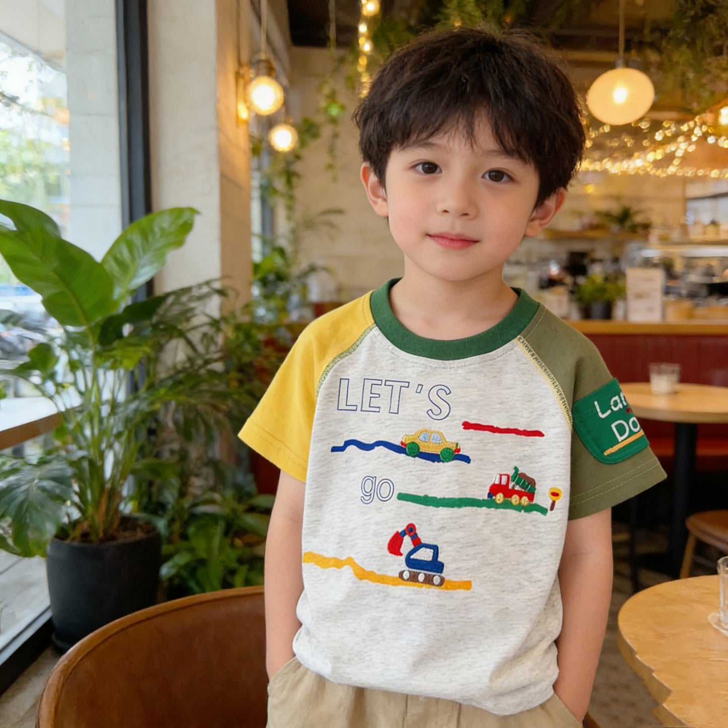 Children's Summer Short-sleeved Cartoon Printed Stitching Short Children's T-shirt