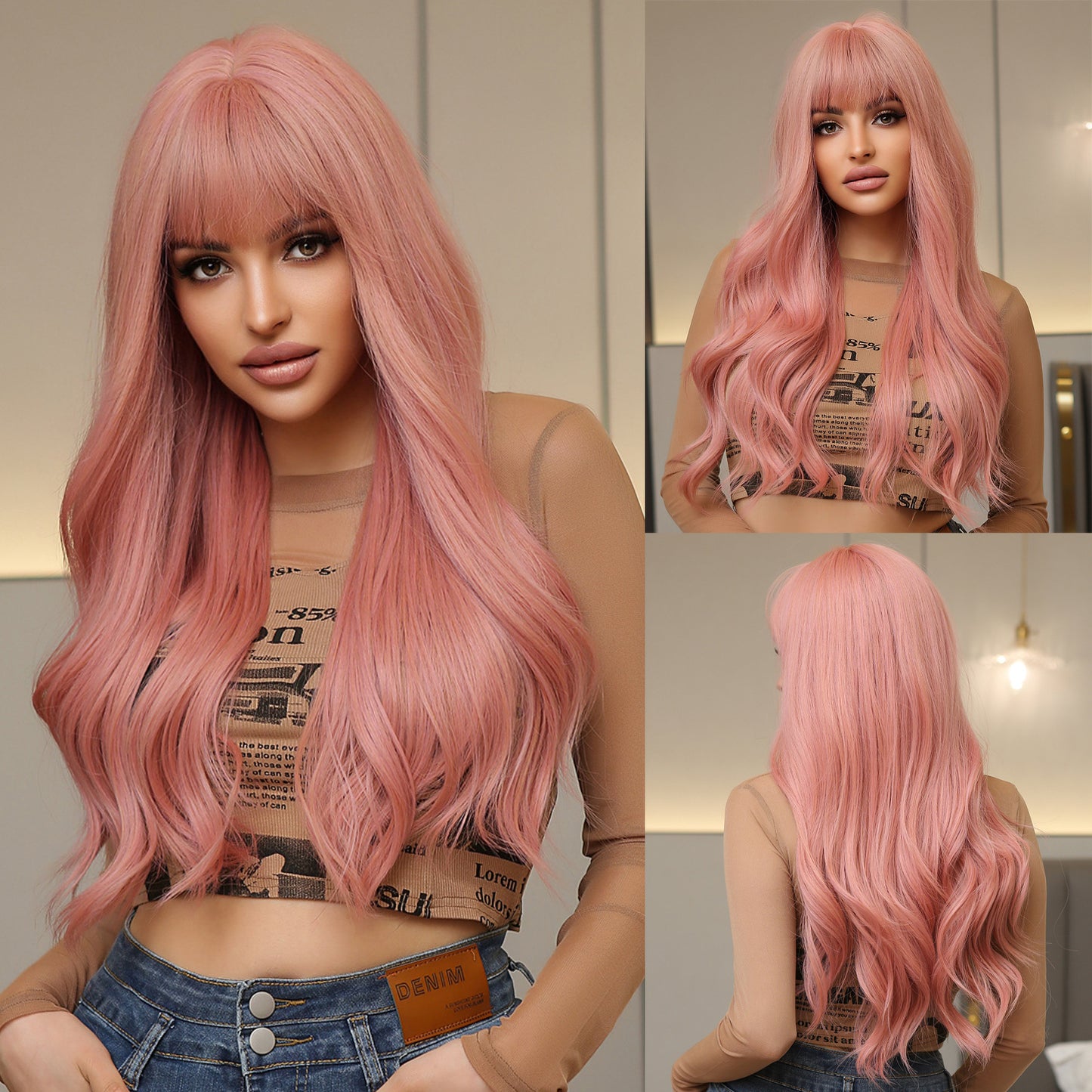 Big Wave Curly Hair Gradient Brown Wig Long Curls