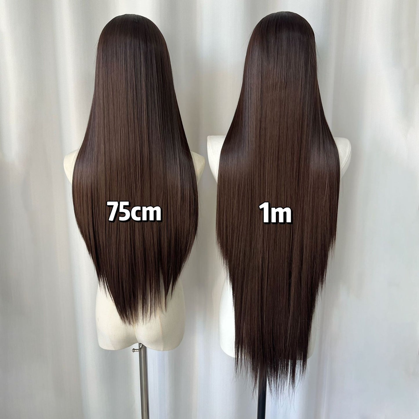 Brown Hand Crochet Forehead Lace Female Comic Long Straight Wig