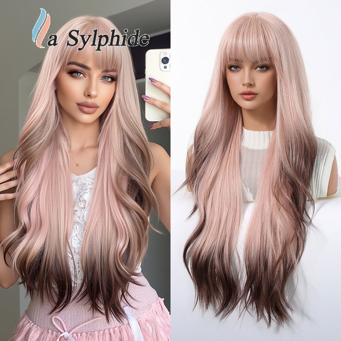 Wave Refuse Class Flavor Natural Straight Bangs Head Cover Fashion Wig Long Curls