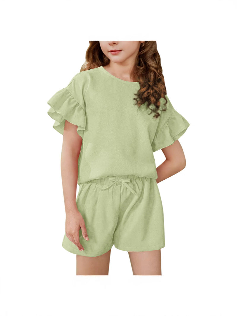 Summer Thin Solid Color Casual Sports Children's Suit