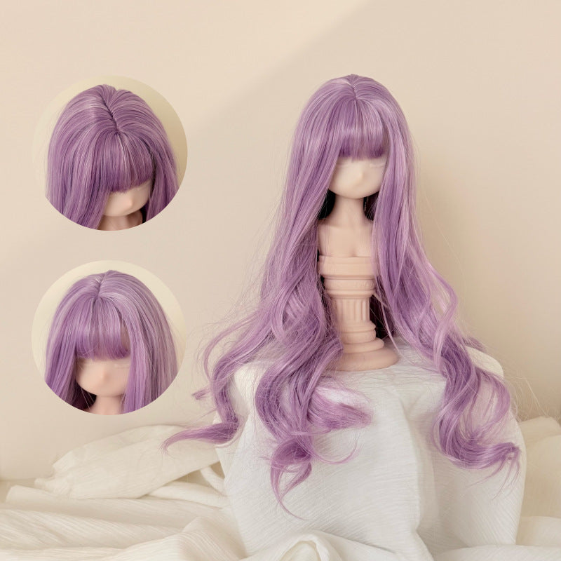 Silk Straight Bangs Long Curly Hair Dress Up Cos Wig