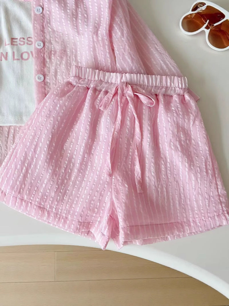 Summer Korean Style Clothing Long Sleeve Children's Suit