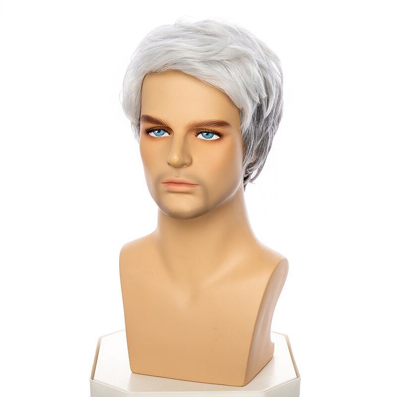 Men's Gray White Partial Short Hair Men's Wig
