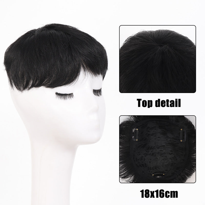 Men's Set Three-card Real Hair Supplementing Piece Breathable Internal Wig