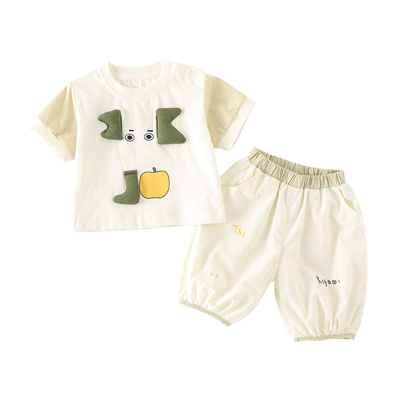 Two-piece Clothes Boy Summer Clothing Cute Three-dimensional Elephant Breathable Thin Children's Suit