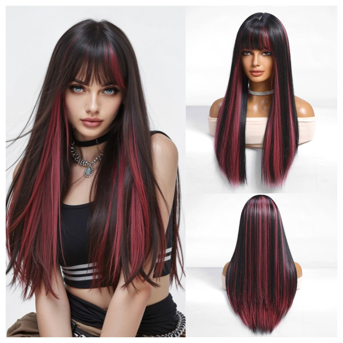 Style Female White Hair Halloween Role Long Straight Wig