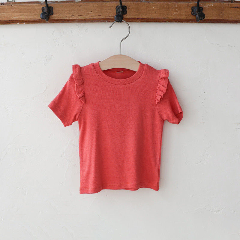 Summer Strawberry Stretch Cotton Soft Round Neck Short Children's T-shirt