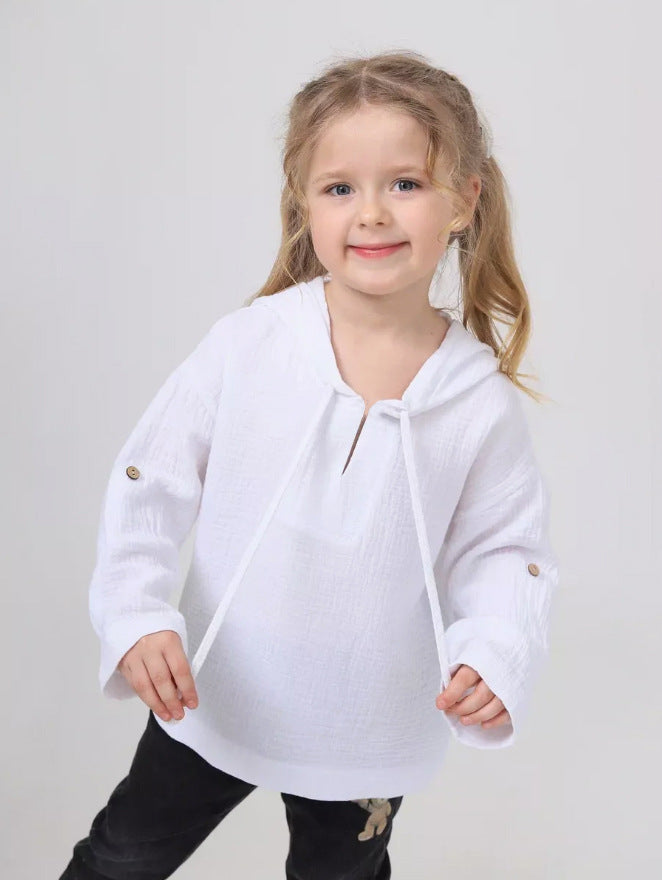 Cotton Linen Thin Top Sun Protection Children's T-shirt