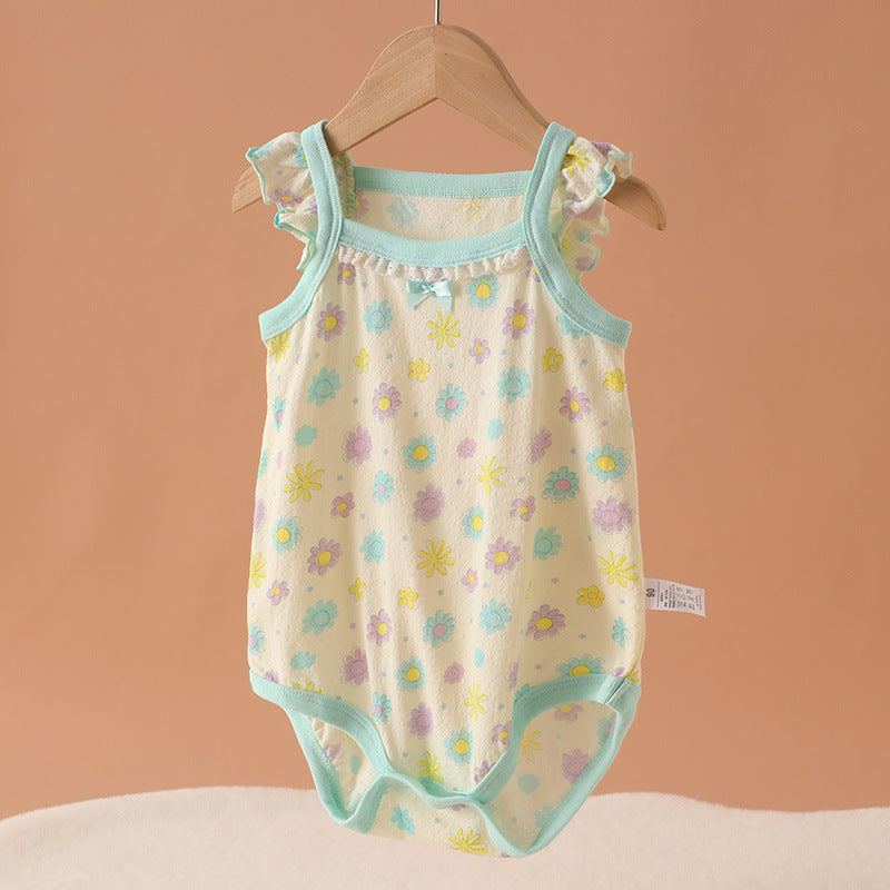 Summer Thin Rompers Sleeveless Triangle Cotton Breathable One-piece Jumpsuit, Climbing Suit